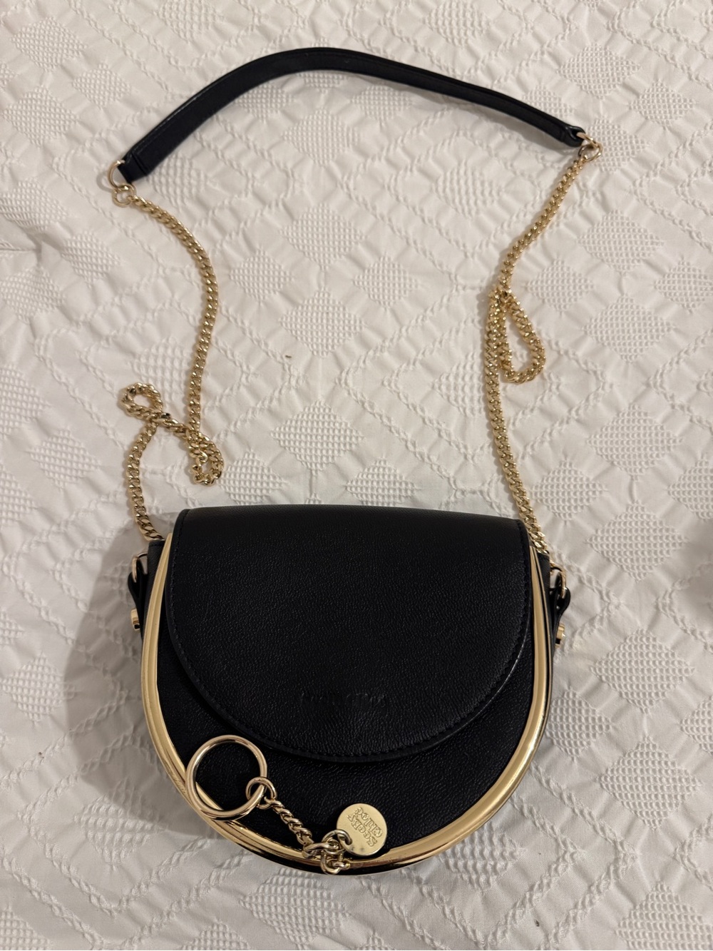 See By Chloé Black Crossbody Bag with Gold Hardware